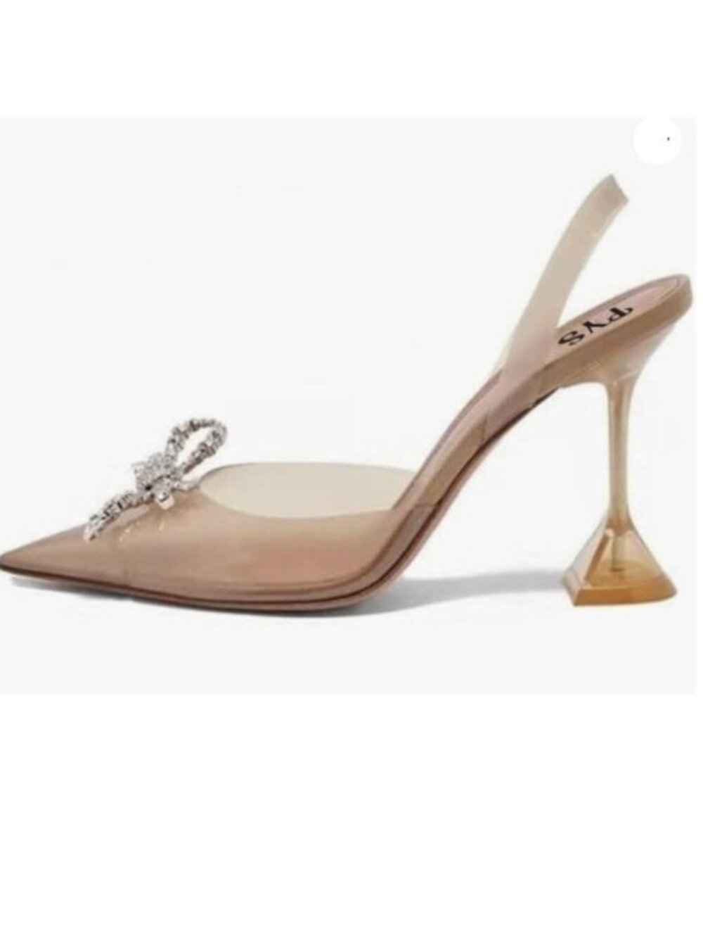 FYS Women Slip on Pointed Toe Slingback Crystal Pumps Special Clear High Heel